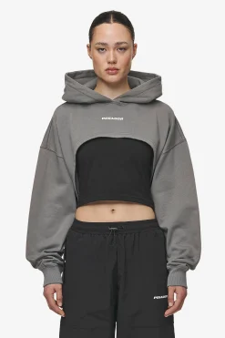 Pegador Hoodies|Mina Super Cropped Hoodie Washed Deep Grey
