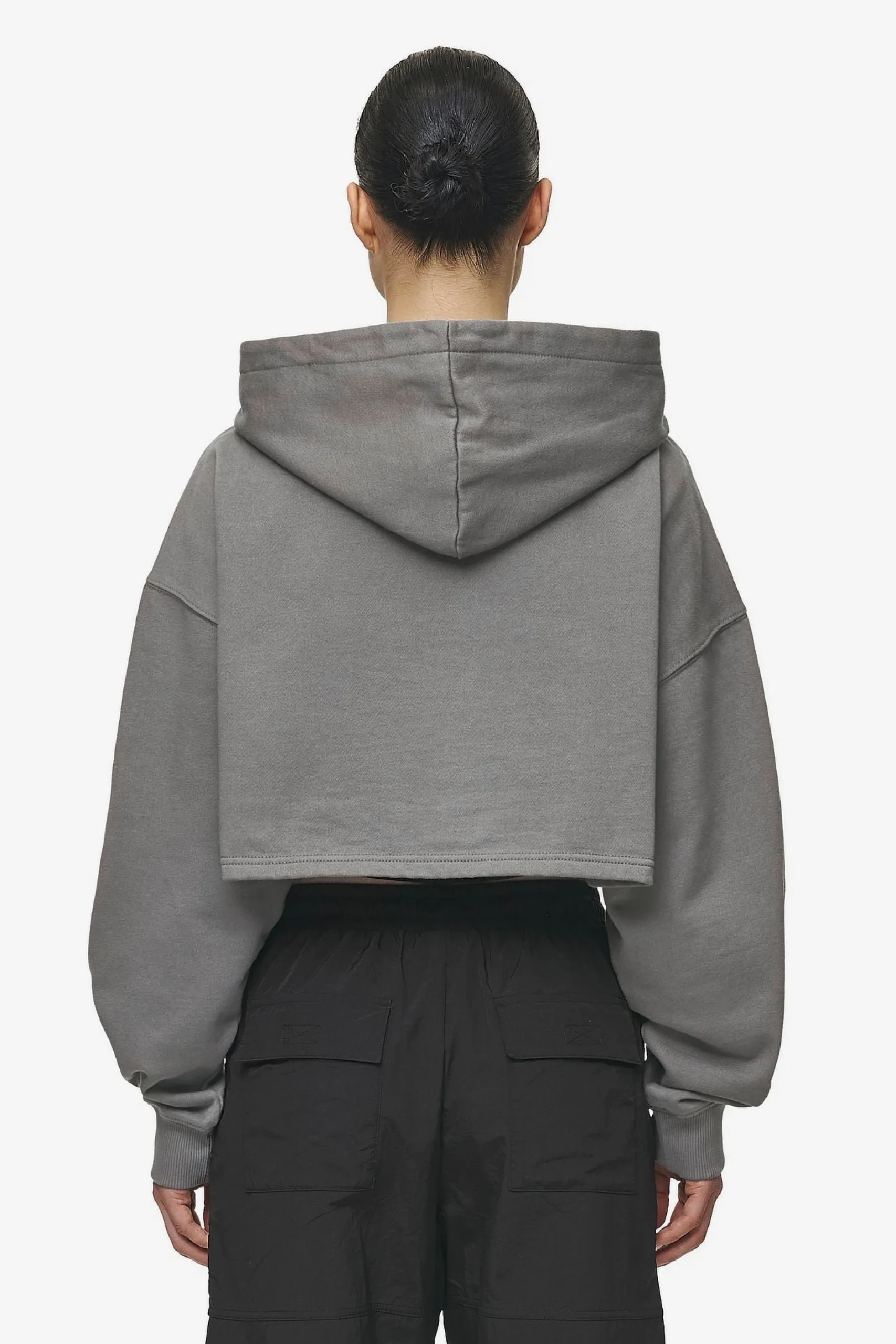 Pegador Hoodies|Mina Super Cropped Hoodie Washed Deep Grey