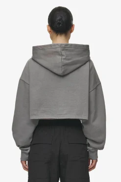 Pegador Hoodies|Mina Super Cropped Hoodie Washed Deep Grey