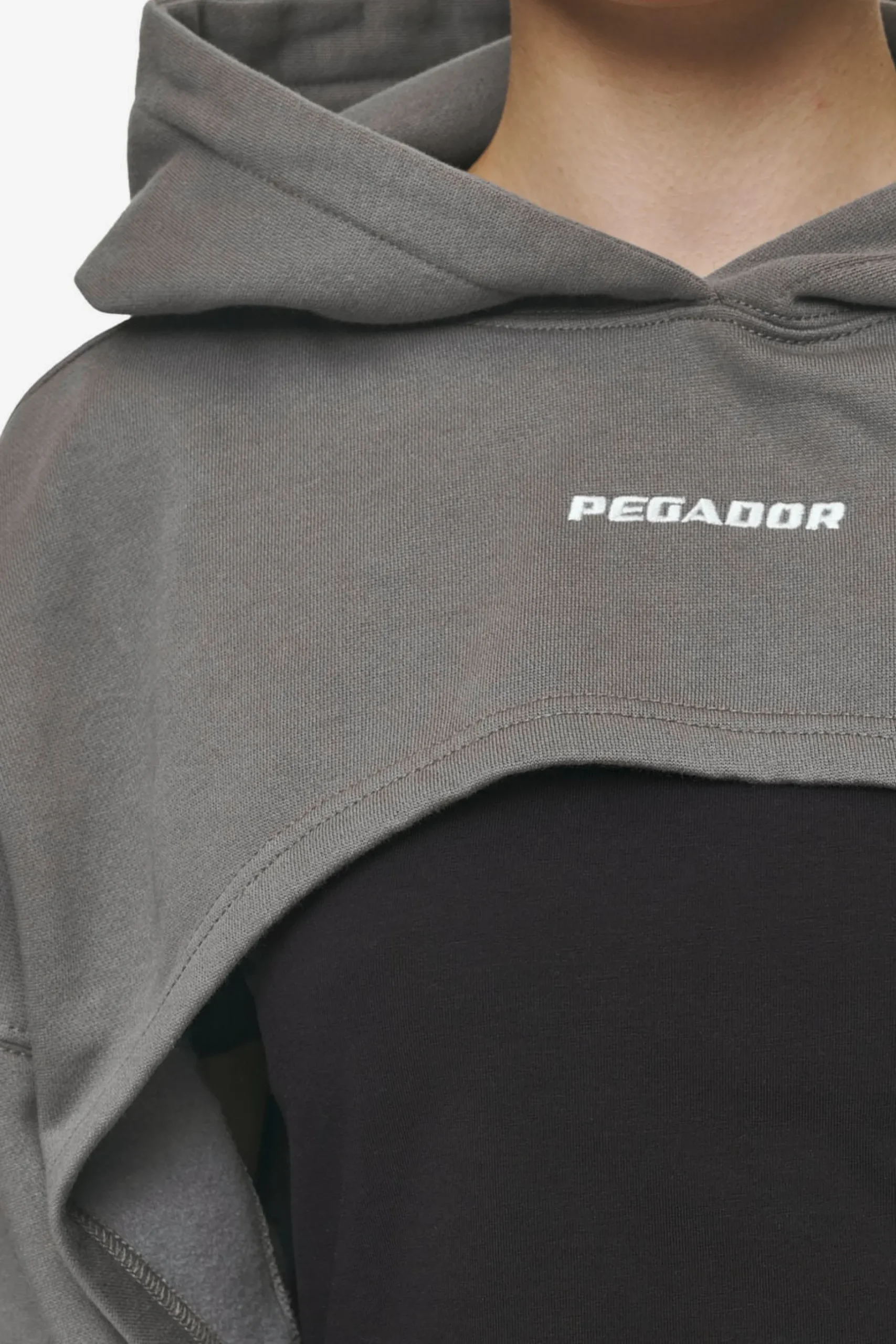 Pegador Hoodies|Mina Super Cropped Hoodie Washed Deep Grey