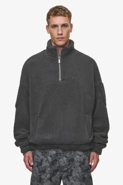 Pegador Sweaters|Munoz Teddy Half Zip Sweater Anthracite