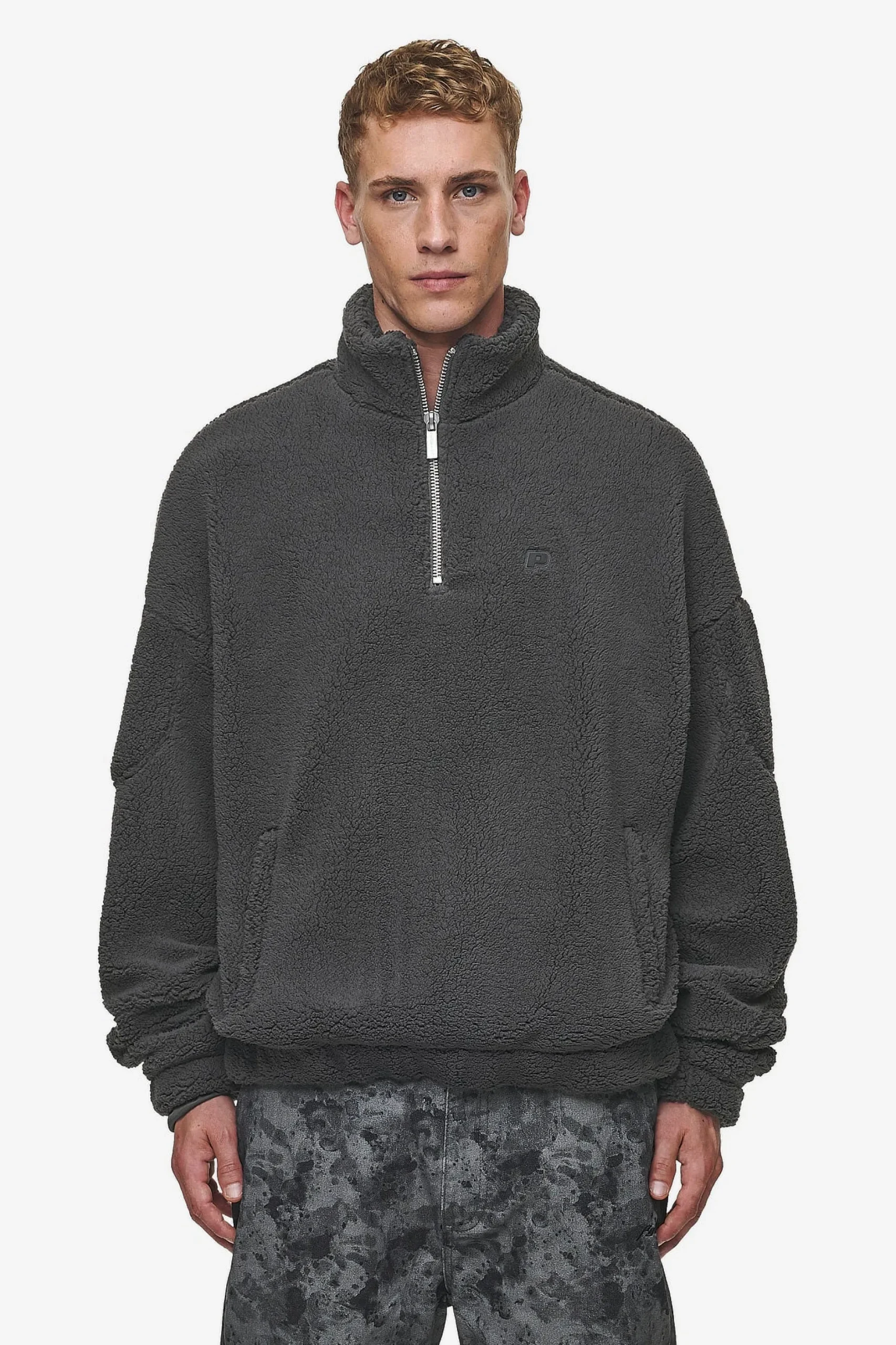 Pegador Sweaters|Munoz Teddy Half Zip Sweater Anthracite