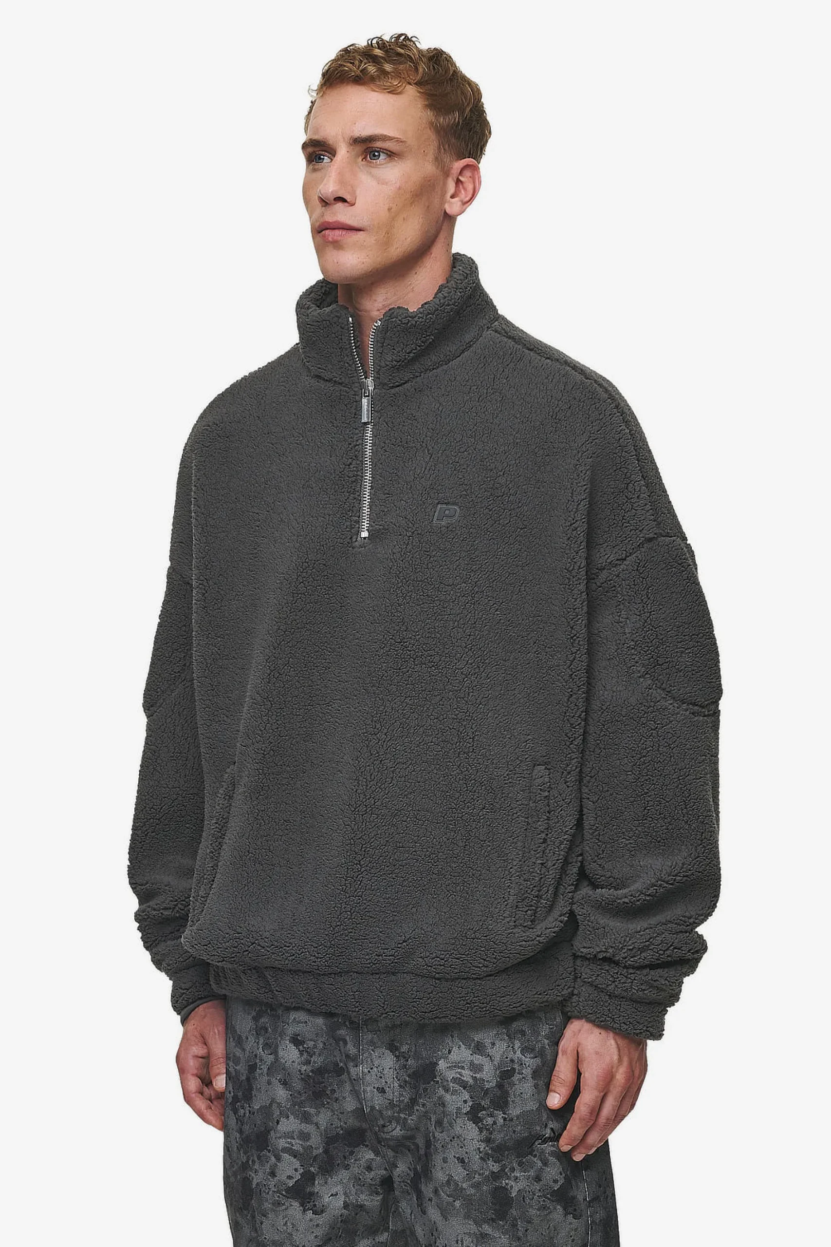 Pegador Sweaters|Munoz Teddy Half Zip Sweater Anthracite