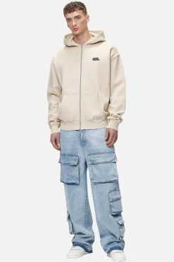 Pegador Hoodies|Zip Hoodies|Narson Oversized Sweat Jacket Washed Desert Sand