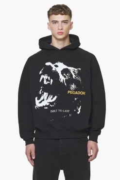 Pegador Hoodies|Nether Raglan Hoodie Vintage Washed Onyx Black