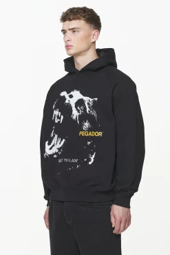 Pegador Hoodies|Nether Raglan Hoodie Vintage Washed Onyx Black