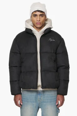 Pegador Jackets|Neum Suede Puffer Jacket Black