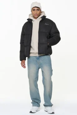 Pegador Jackets|Neum Suede Puffer Jacket Black