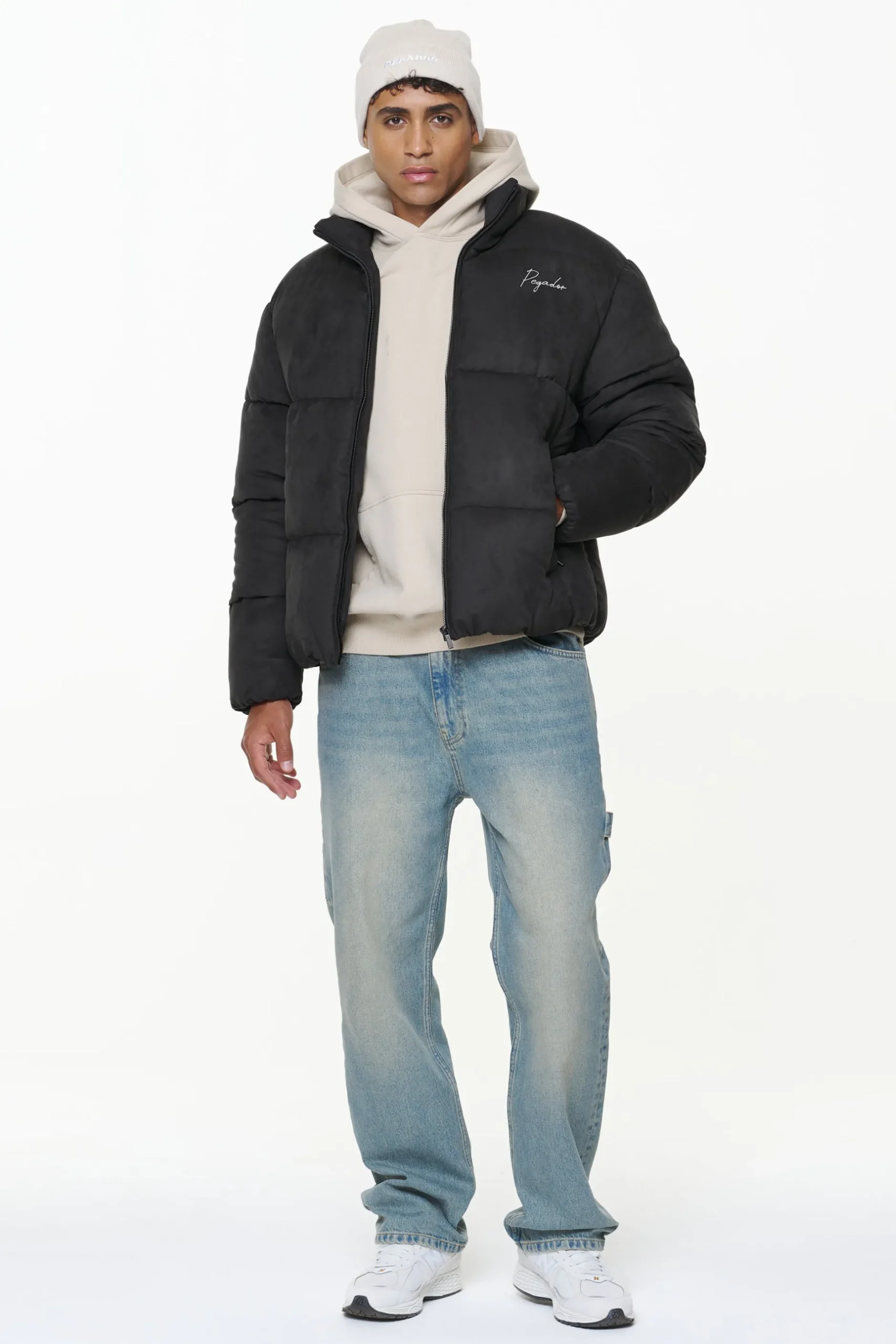 Pegador Jackets|Neum Suede Puffer Jacket Black