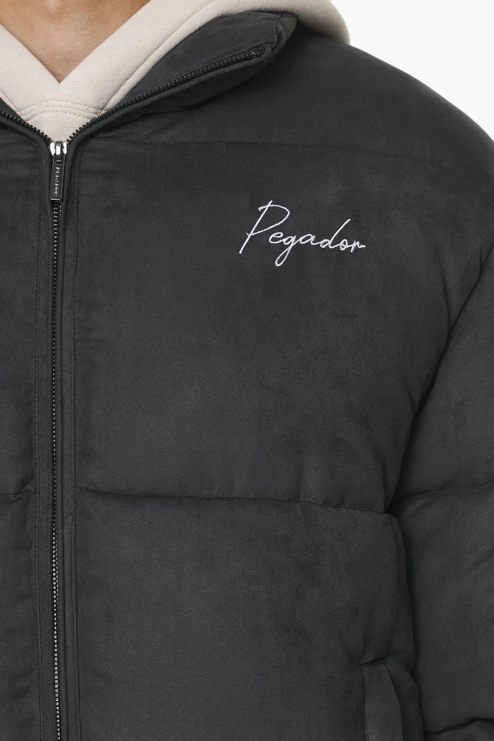 Pegador Jackets|Neum Suede Puffer Jacket Black