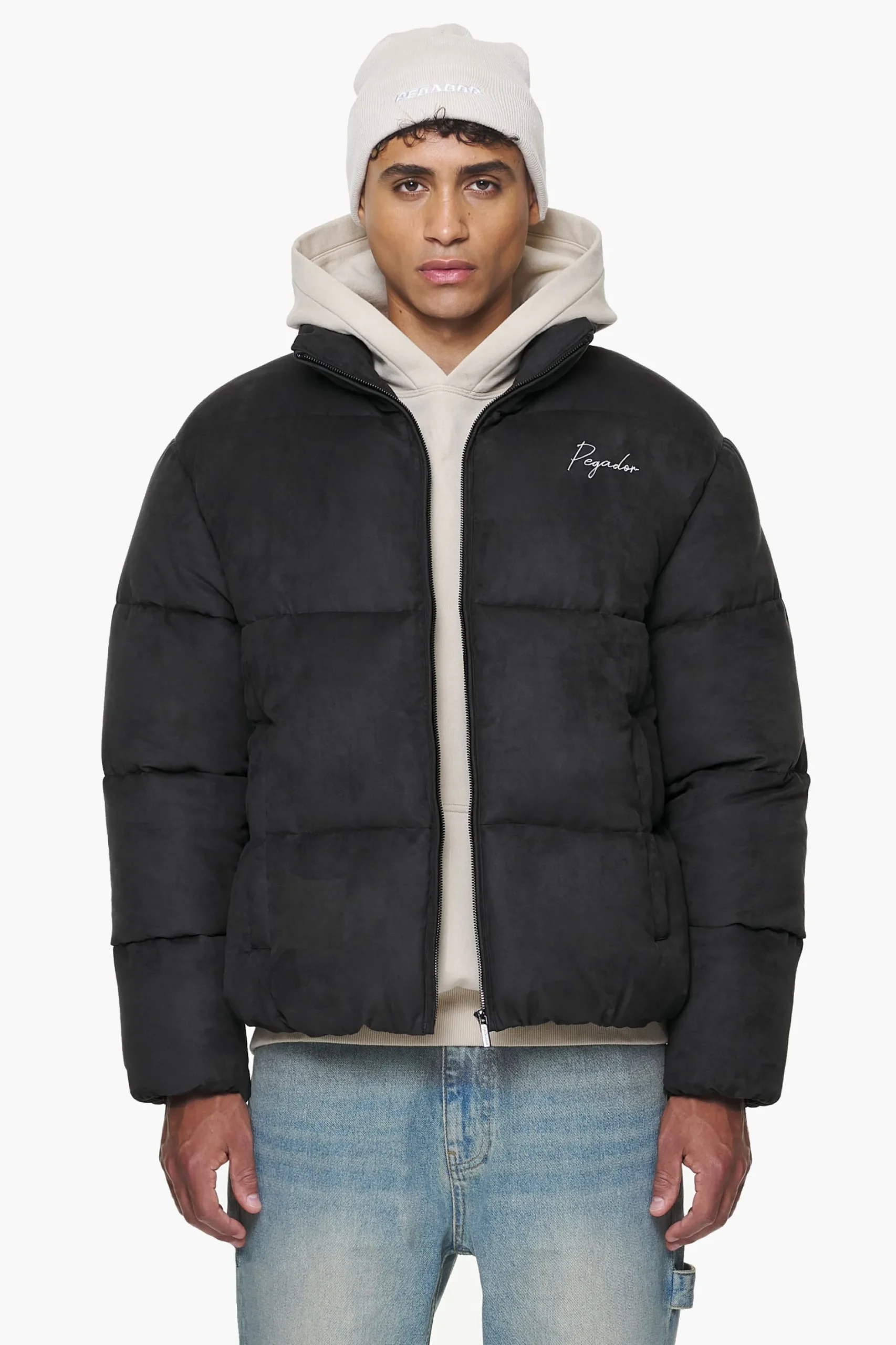 Pegador Jackets|Neum Suede Puffer Jacket Black