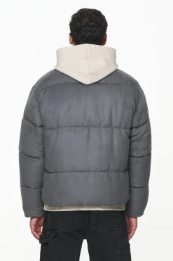 Pegador Jackets|Neum Suede Puffer Jacket Dark Grey