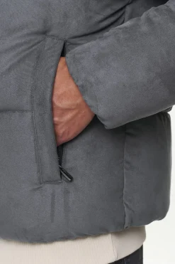 Pegador Jackets|Neum Suede Puffer Jacket Dark Grey
