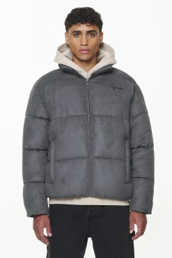 Pegador Jackets|Neum Suede Puffer Jacket Dark Grey