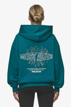 Pegador Hoodies|Nisa Oversized Hoodie Washed Urban Turquoise