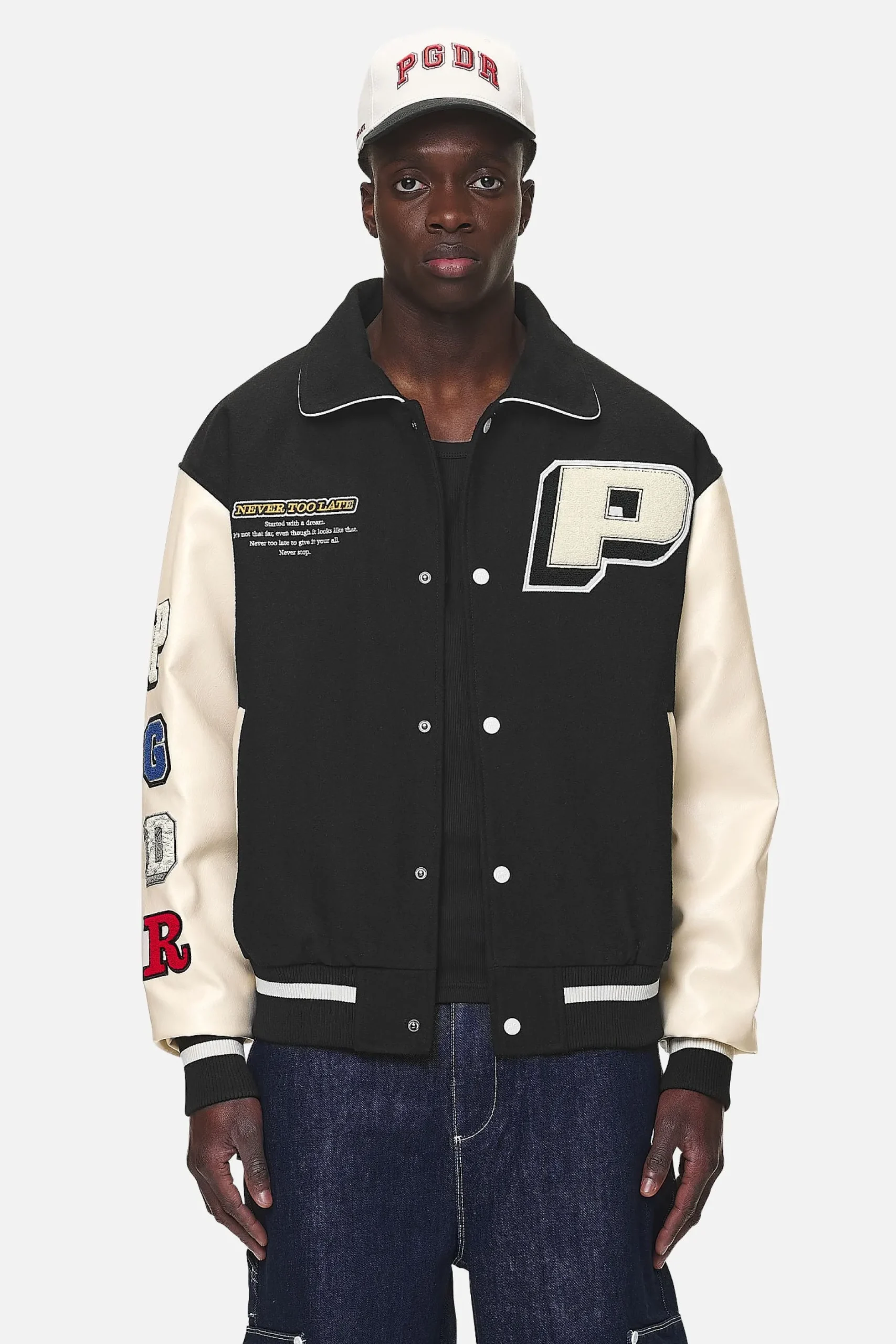 Pegador Jackets|Oris Varsity Jacket Black Cream