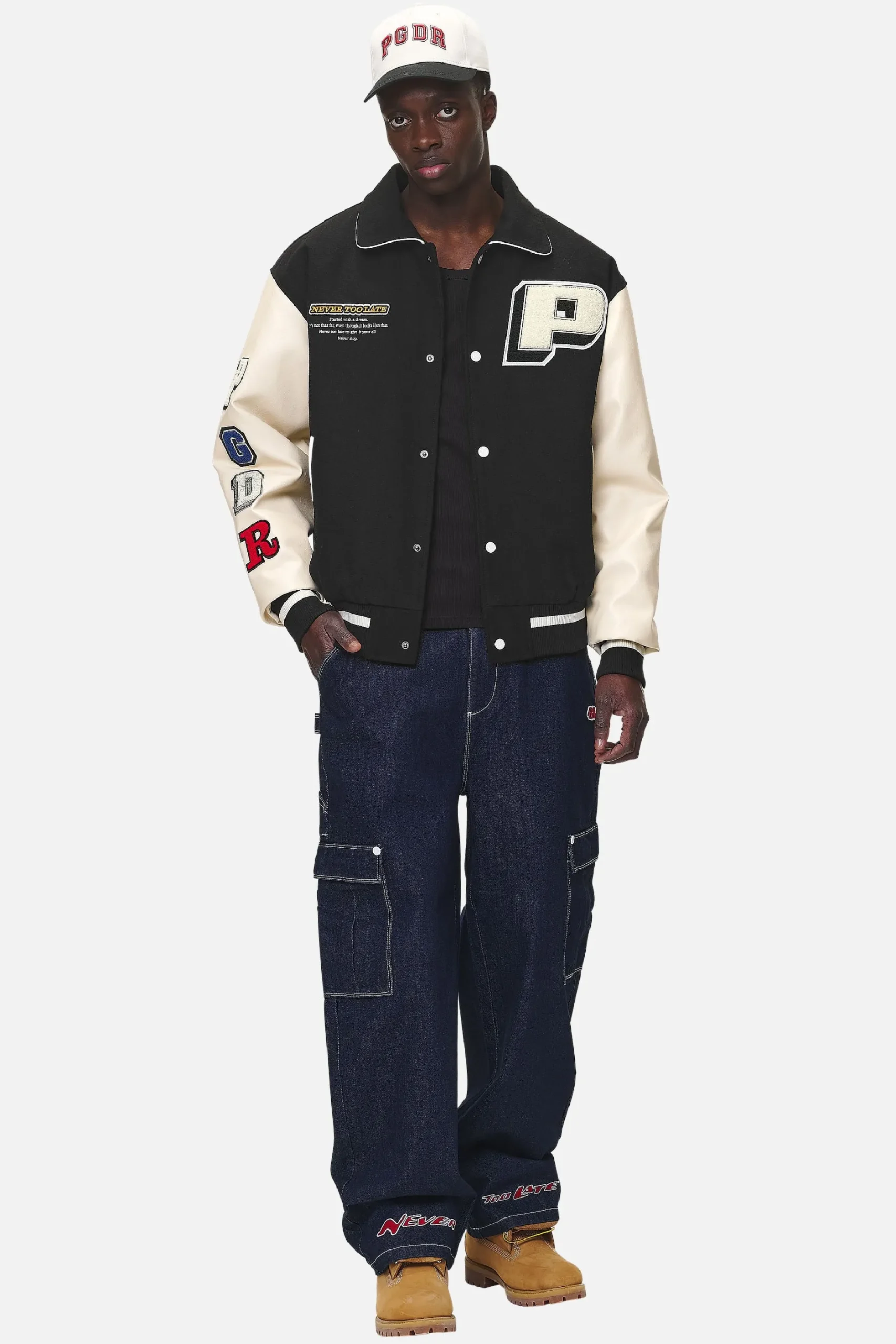 Pegador Jackets|Oris Varsity Jacket Black Cream