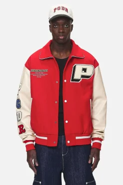 Pegador Jackets|Oris Varsity Jacket Red Cream