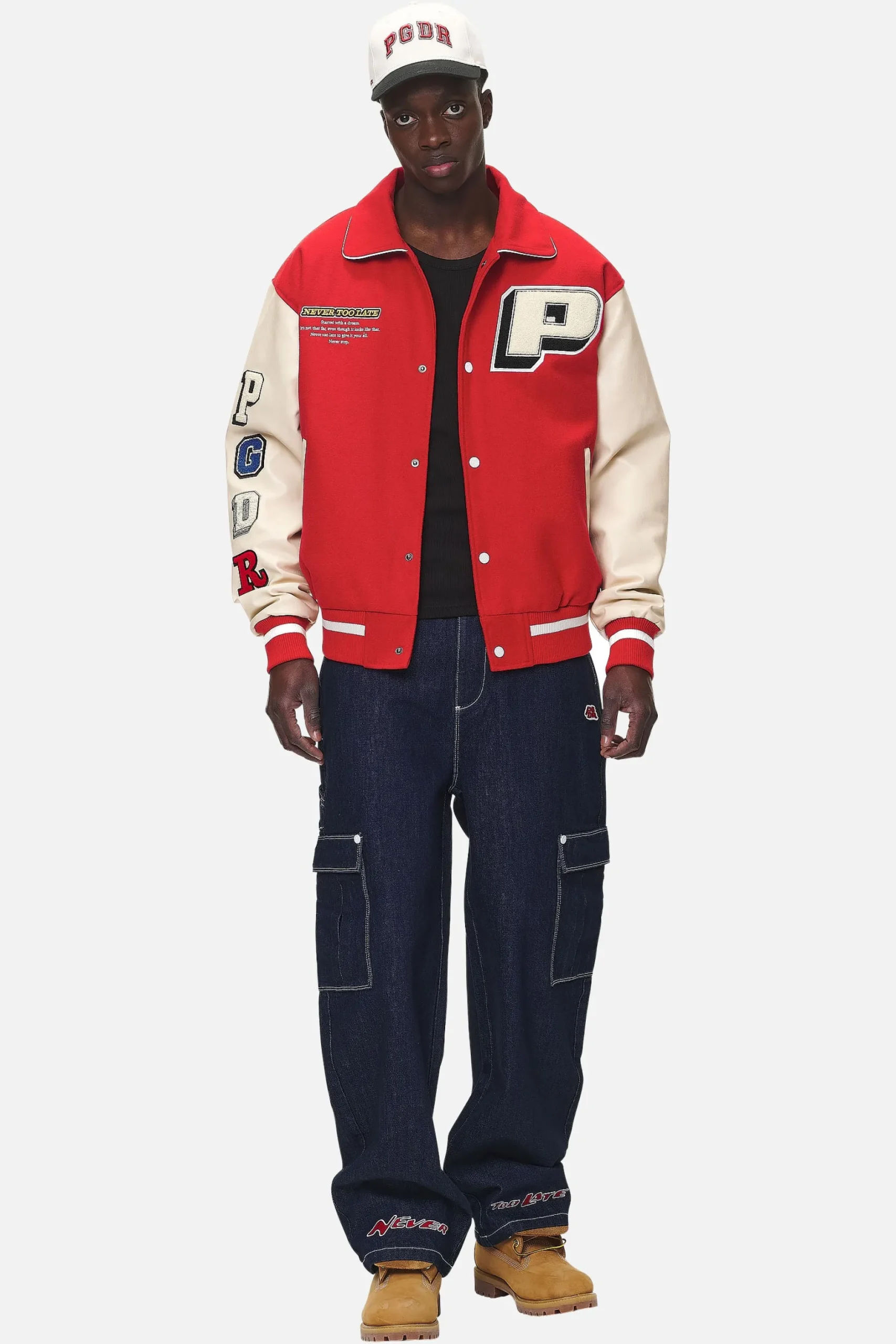 Pegador Jackets|Oris Varsity Jacket Red Cream