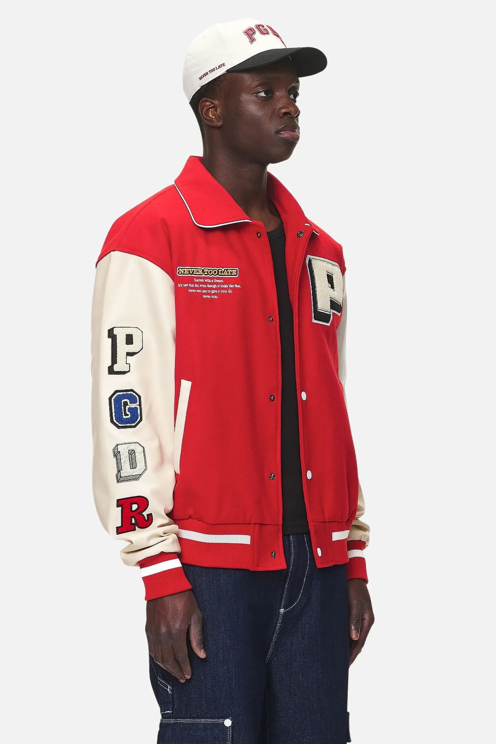 Pegador Jackets|Oris Varsity Jacket Red Cream
