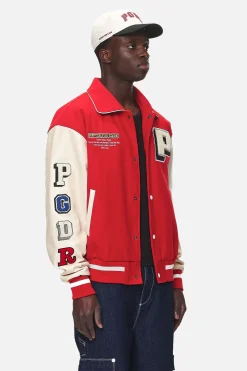 Pegador Jackets|Oris Varsity Jacket Red Cream