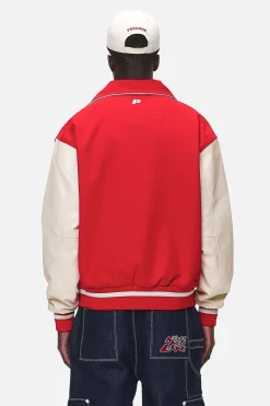 Pegador Jackets|Oris Varsity Jacket Red Cream