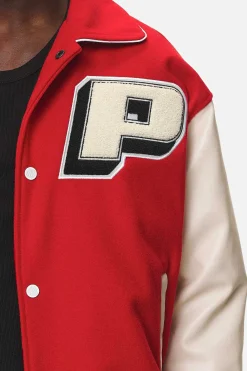 Pegador Jackets|Oris Varsity Jacket Red Cream