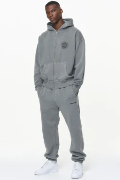 Pegador Hoodies|Zip Hoodies|Orsett Oversized Sweat Jacket Vintage Grey