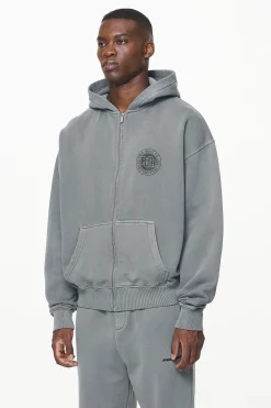 Pegador Hoodies|Zip Hoodies|Orsett Oversized Sweat Jacket Vintage Grey