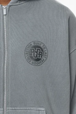 Pegador Hoodies|Zip Hoodies|Orsett Oversized Sweat Jacket Vintage Grey