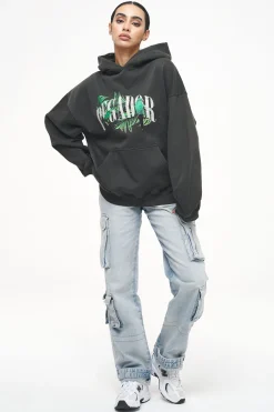 Pegador Hoodies|Palm Oversized Hoodie Vintage Washed Iron Grey