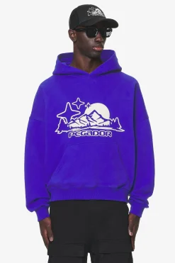 Pegador Hoodies|Pansy Boxy Hoodie Washed Endless Blue