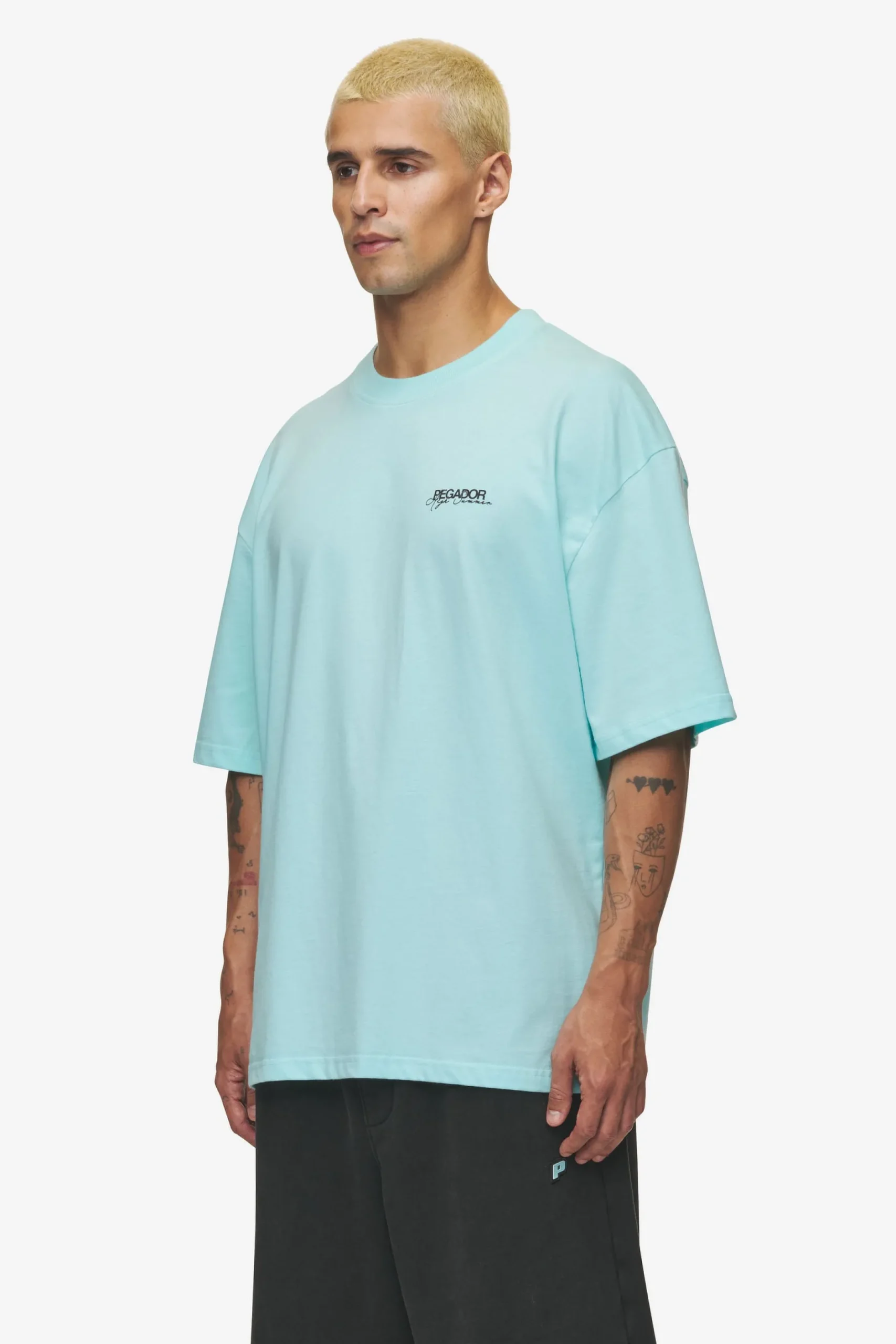 Pegador Tees|Patino Oversized Tee Washed sky blue