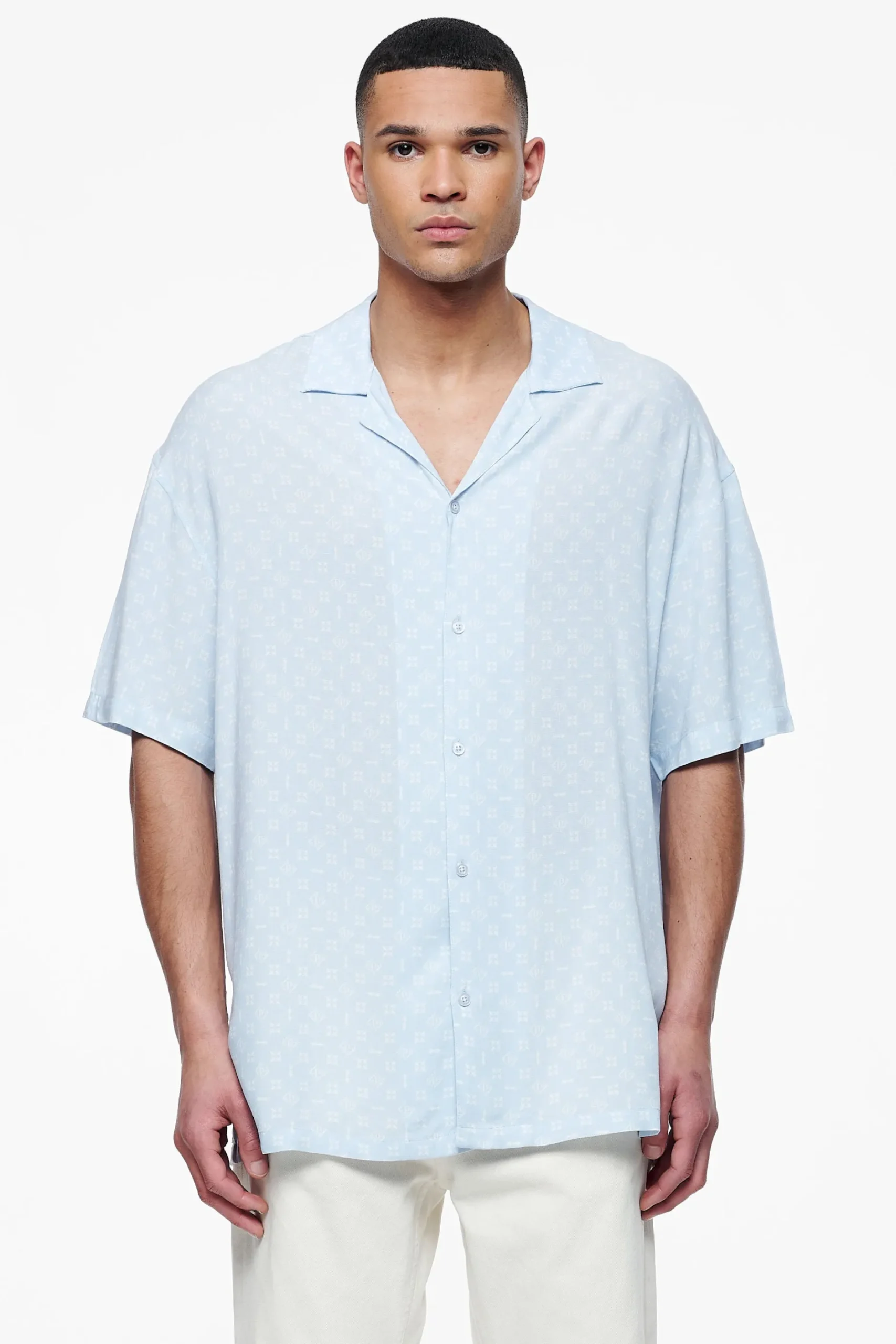 Pegador Shirts|Piane Monogram Summer Shirt Riviera Blue