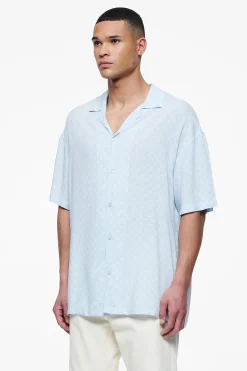 Pegador Shirts|Piane Monogram Summer Shirt Riviera Blue