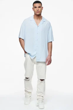 Pegador Shirts|Piane Monogram Summer Shirt Riviera Blue