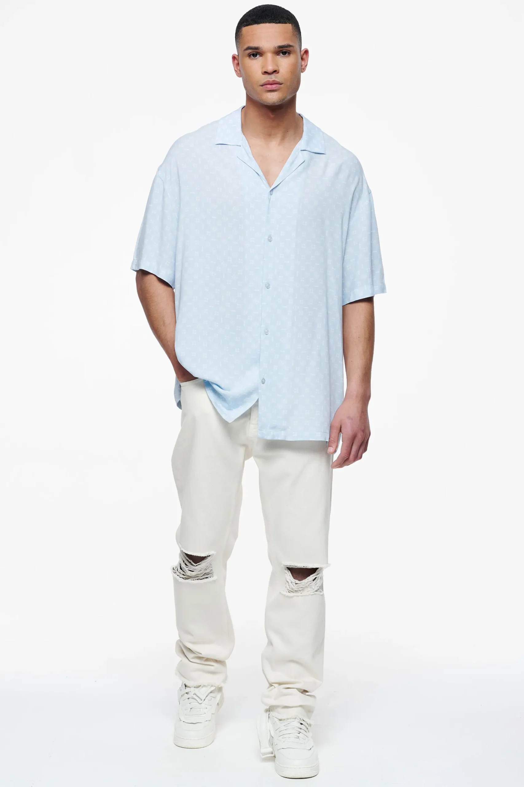 Pegador Shirts|Piane Monogram Summer Shirt Riviera Blue