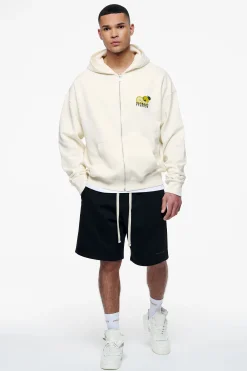 Pegador Hoodies|Zip Hoodies|Plaxton Oversized Sweat Jacket Vintage Washed Unbleached