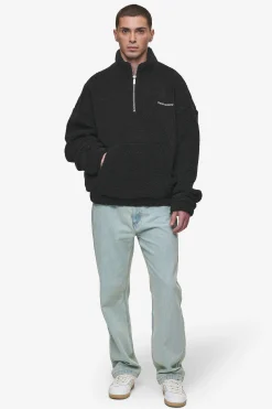 Pegador Sweaters|Puka Teddy Half Zip Sweater Black