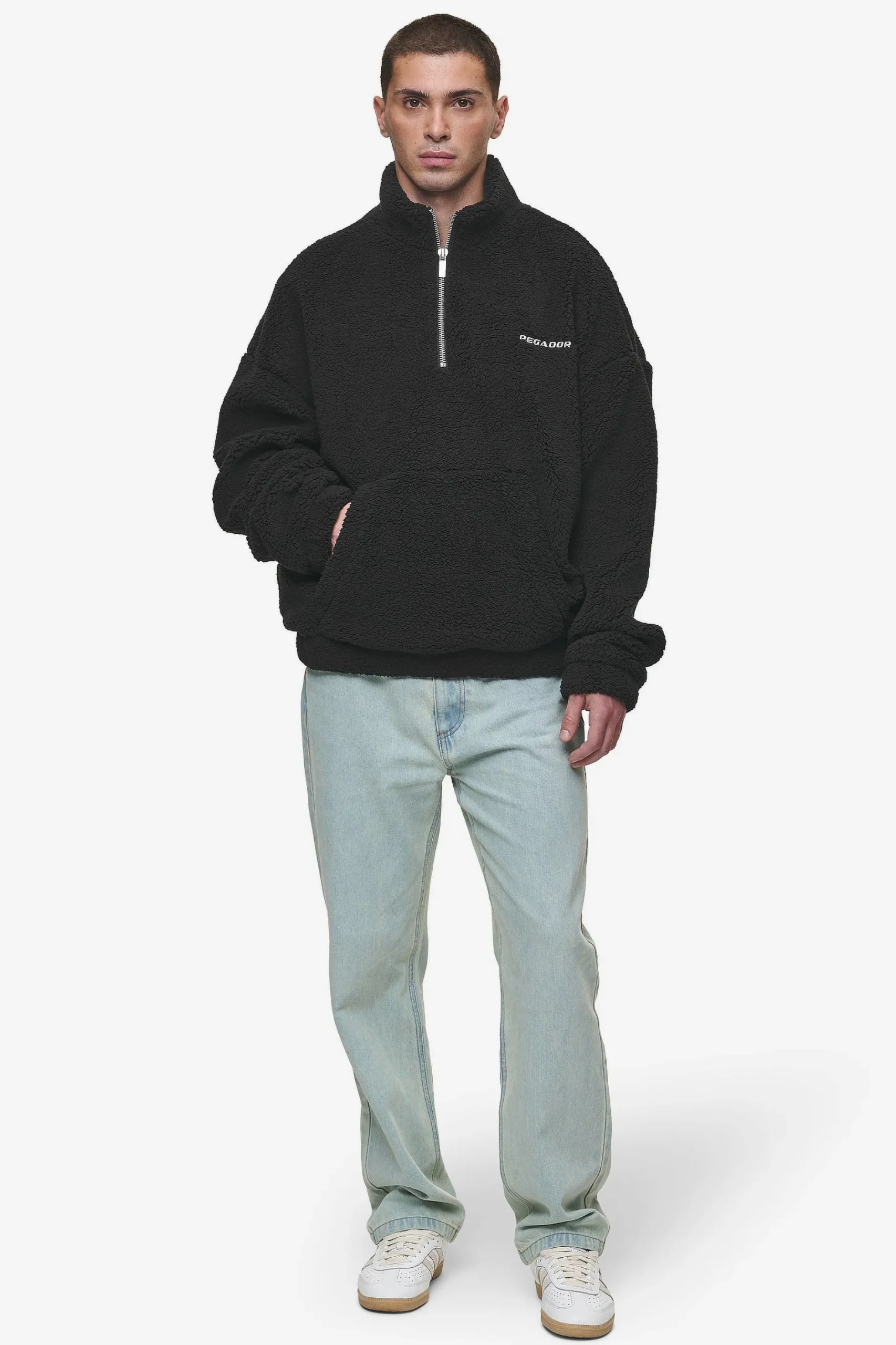 Pegador Sweaters|Puka Teddy Half Zip Sweater Black