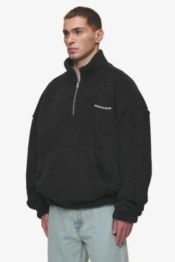 Pegador Sweaters|Puka Teddy Half Zip Sweater Black