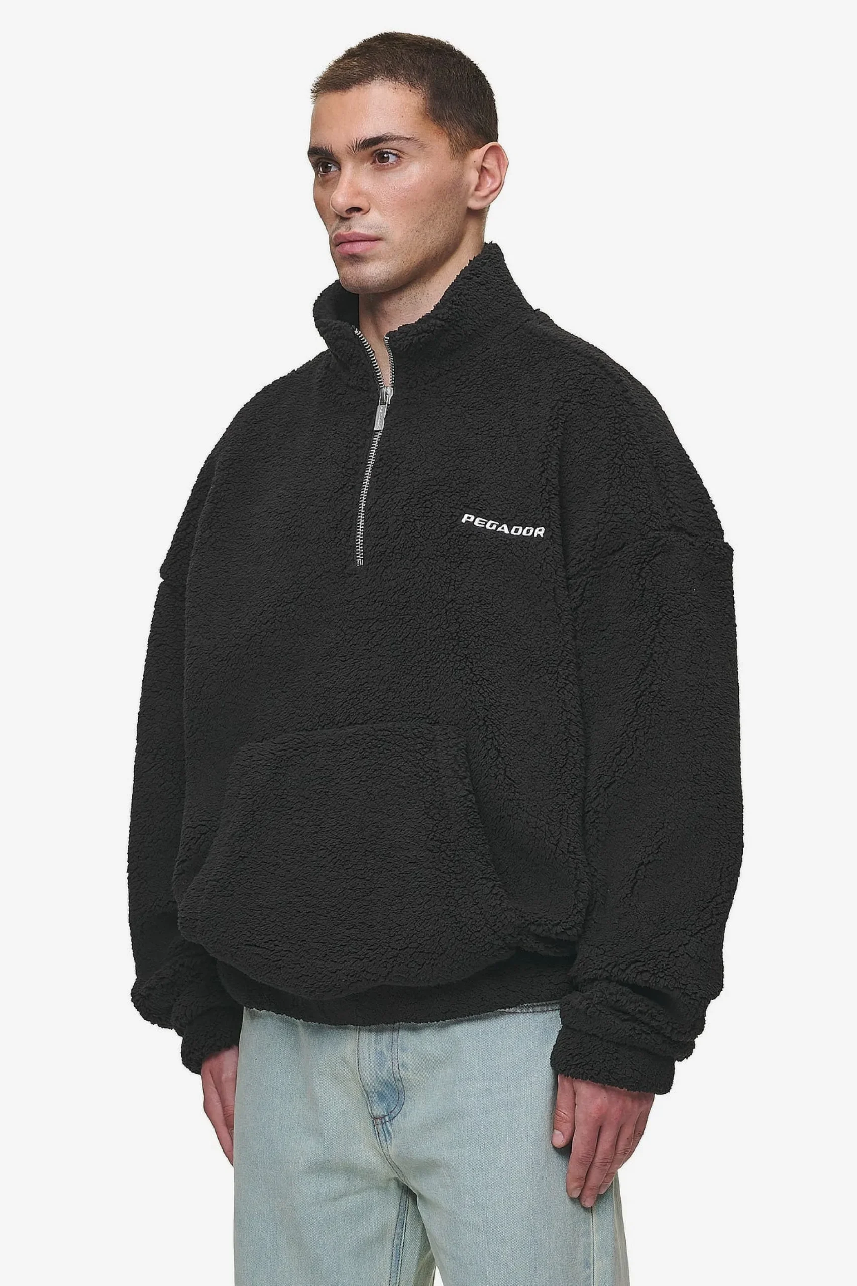 Pegador Sweaters|Puka Teddy Half Zip Sweater Black