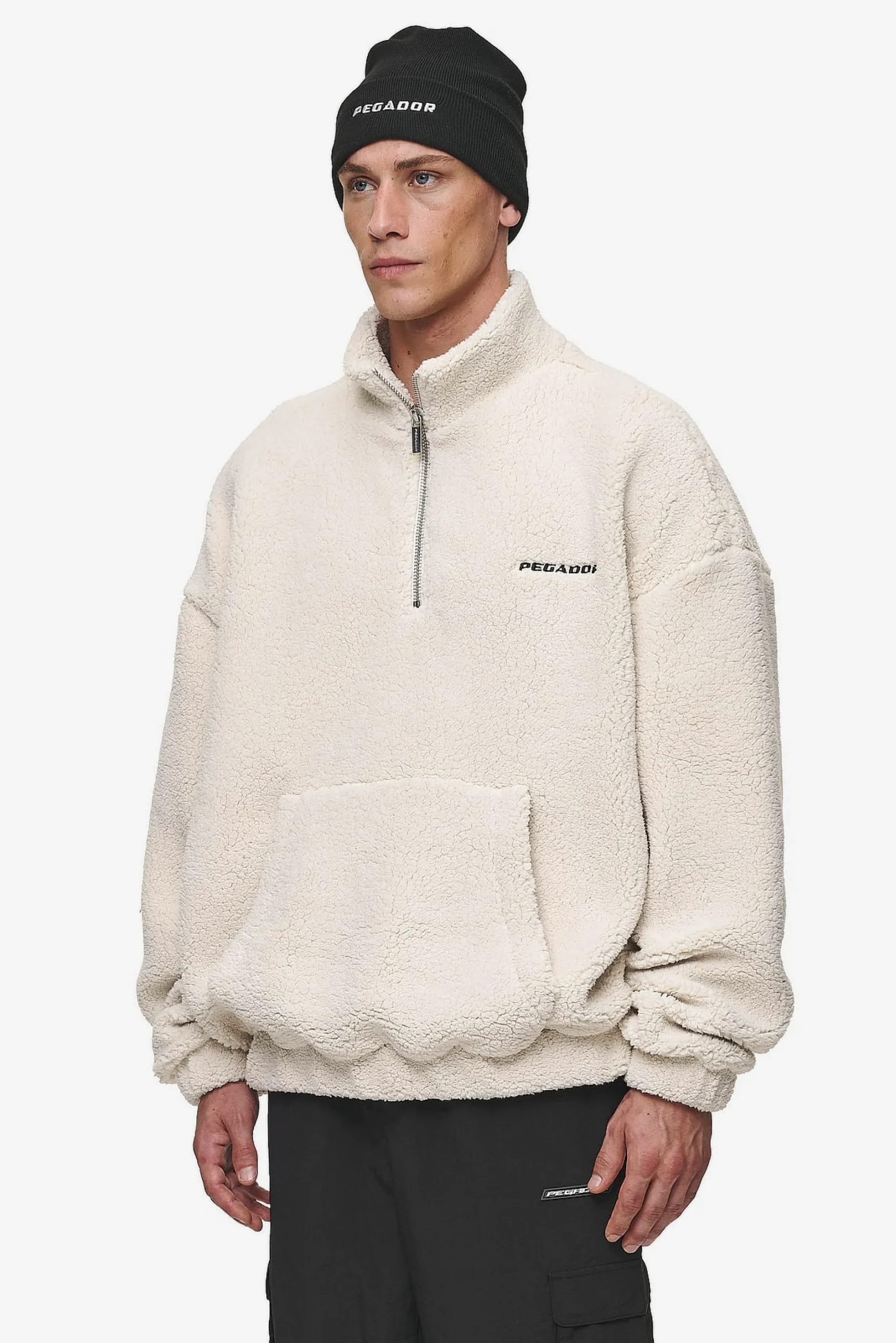 Pegador Sweaters|Puka Teddy Half Zip Sweater Light Beige