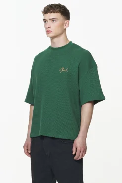 Pegador Tees|Quat Waffle Boxy Tee Vintage Washed British Green