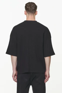 Pegador Tees|Quat Waffle Boxy Tee Vintage Washed Onyx Black