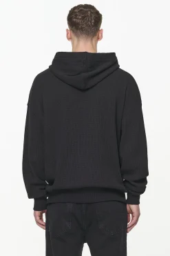 Pegador Hoodies|Quat Waffle Oversized Hoodie Vintage Washed Onyx Black