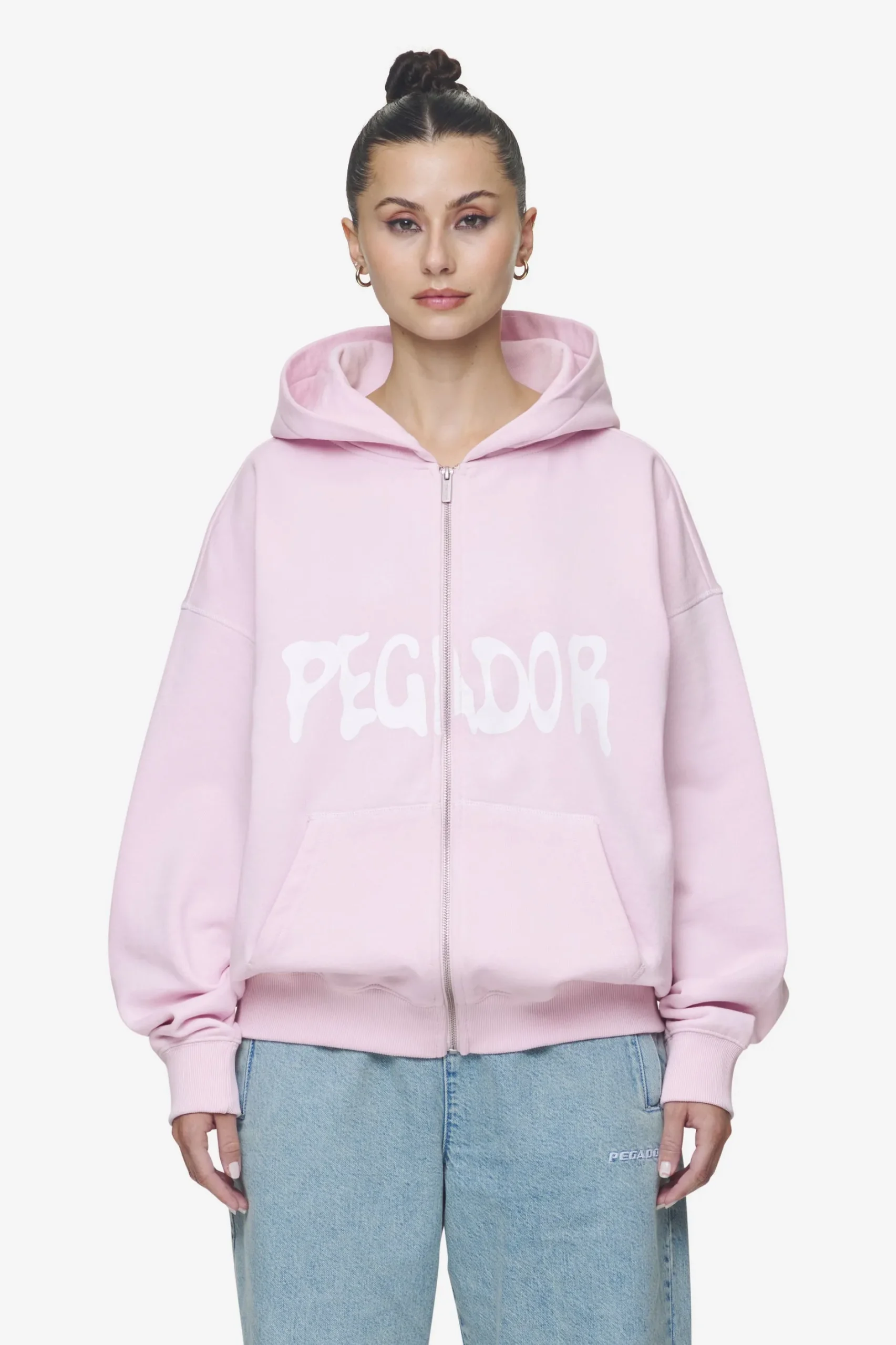 Pegador Hoodies|Zip Hoodies|Ramira Oversized Sweat Jacket Washed Bubblegum