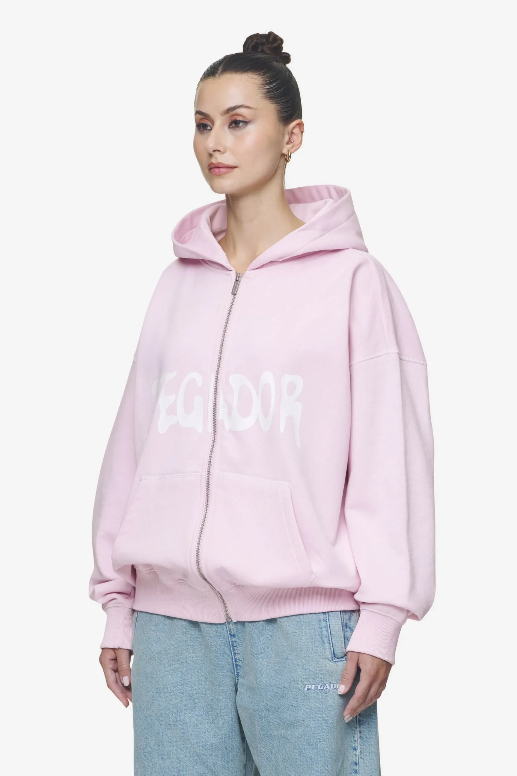 Pegador Hoodies|Zip Hoodies|Ramira Oversized Sweat Jacket Washed Bubblegum