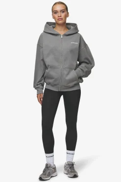 Pegador Hoodies|Zip Hoodies|Ramira Oversized Sweat Jacket Washed Deep Grey White