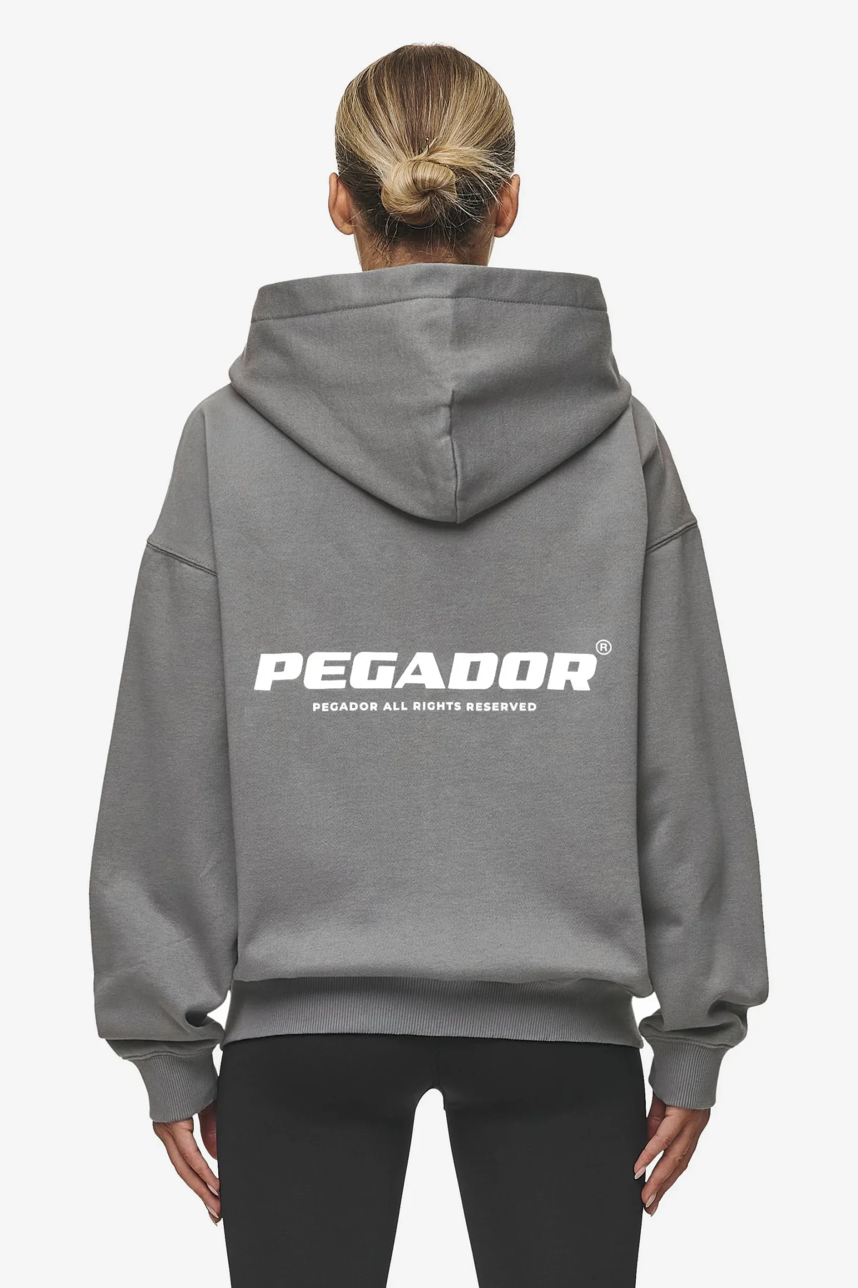 Pegador Hoodies|Zip Hoodies|Ramira Oversized Sweat Jacket Washed Deep Grey White